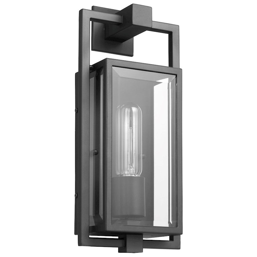 Nuvo Lighting Exhibit 1 Light Small Wall Lantern, Black/Clear Beveled - 60-7543