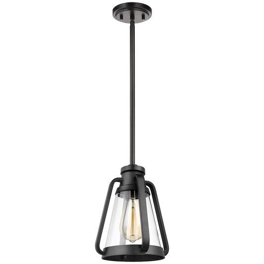 Nuvo Lighting Everett 1 Light 7 Inch Mini Pendant, Black/Clear - 60-7551