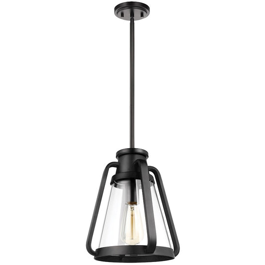 Nuvo Lighting Everett 1 Light 10 Inch Pendant, Black/Clear - 60-7552