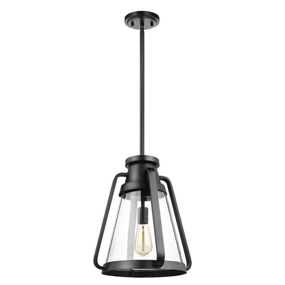 Nuvo Lighting Everett 1 Light 14 Inch Pendant, Black/Clear - 60-7553