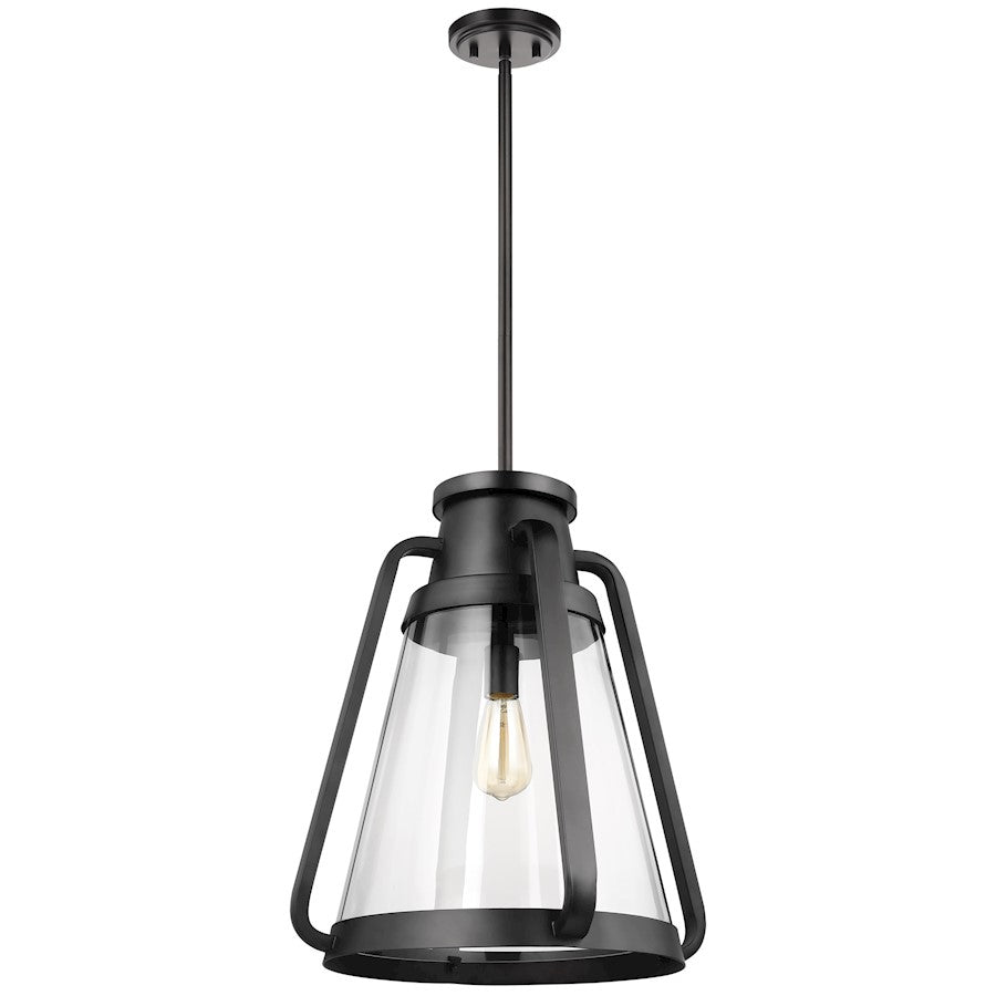 Nuvo Lighting Everett 1 Light 18 Inch Pendant, Black/Clear - 60-7554