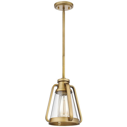 Nuvo Lighting Everett 1 Light 7 Inch Mini Pendant, Natural Brass/Clear - 60-7561