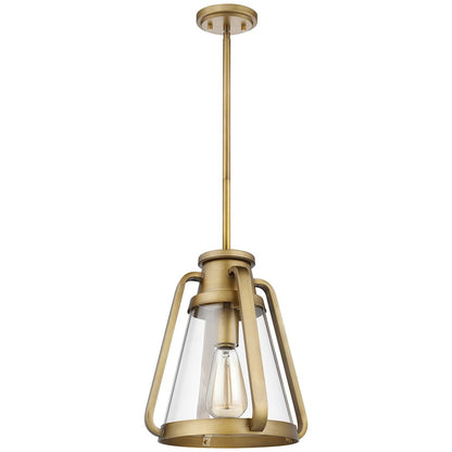 Nuvo Lighting Everett 1 Light 10 Inch Pendant, Natural Brass/Clear - 60-7562