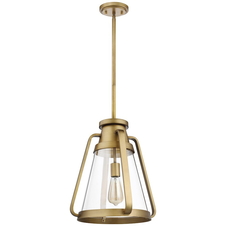 Nuvo Lighting Everett 1 Light 14 Inch Pendant, Natural Brass/Clear - 60-7563