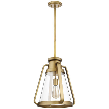 Nuvo Lighting Everett 1 Light 14 Inch Pendant, Natural Brass/Clear - 60-7563