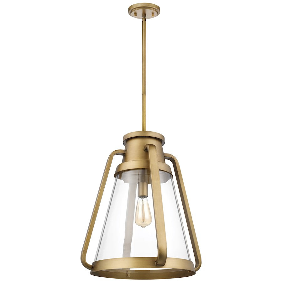 Nuvo Lighting Everett 1 Light 18 Inch Pendant, Natural Brass/Clear - 60-7564