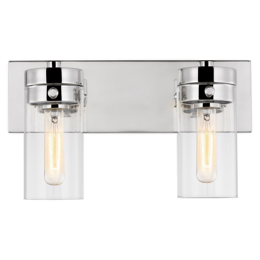 Intersection 2 Light Bathroom Vanity Light, Clear