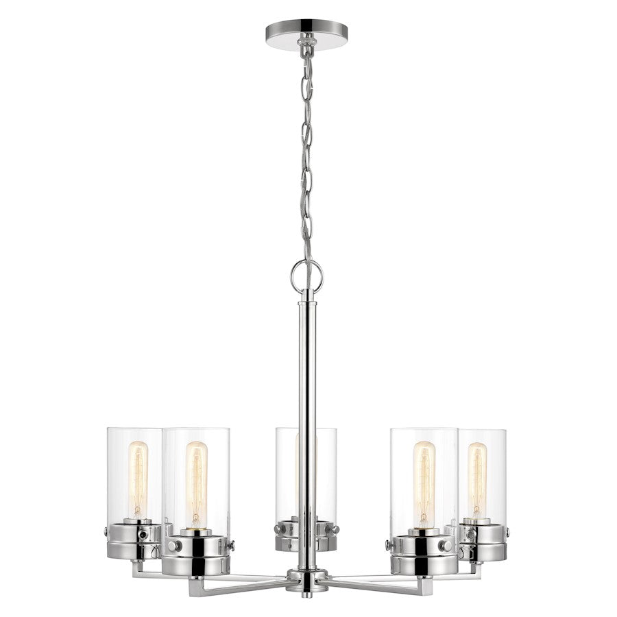 5 Light Chandelier, Clear