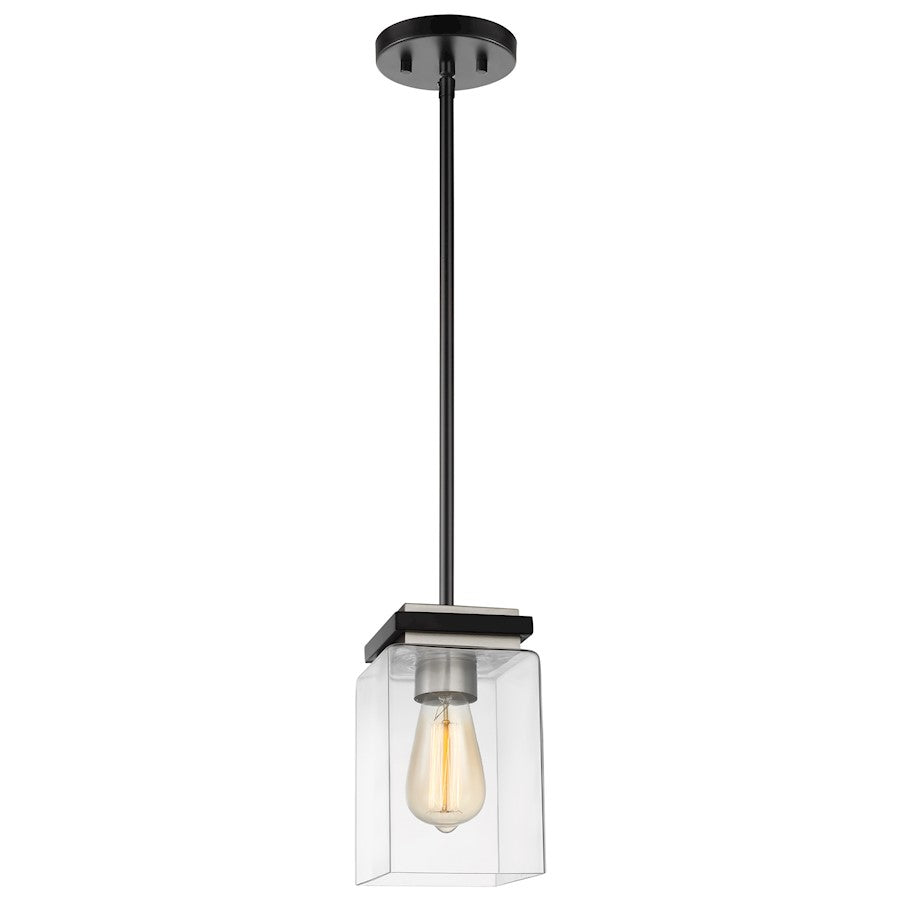 1 Light Mini Pendant, Black/Clear