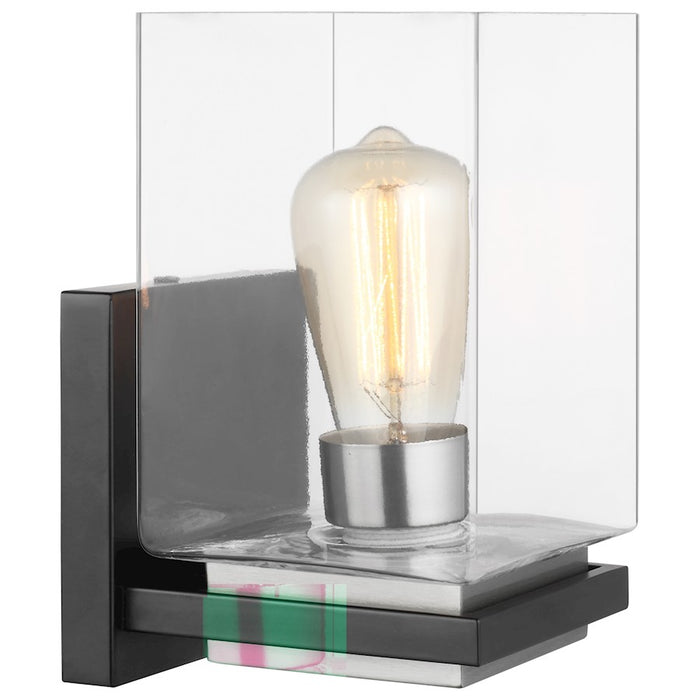 Nuvo Lighting Crossroads 1 Light Wall Sconce, Black/Clear
