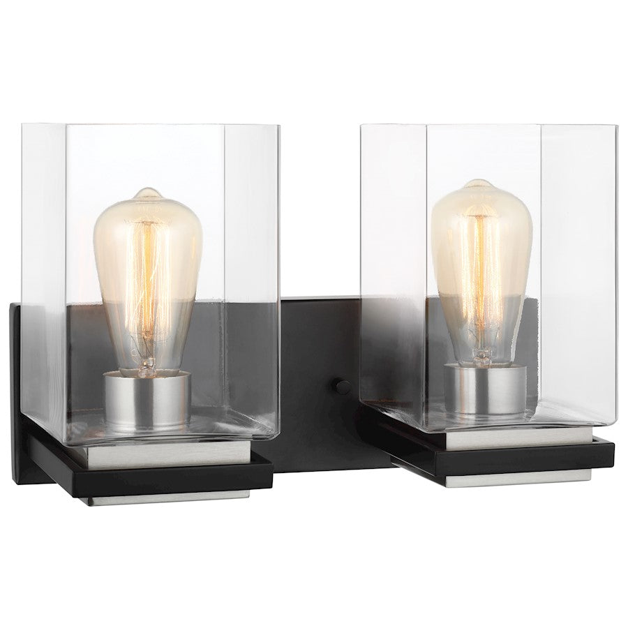 2 Light Bathroom Vanity Light, Black