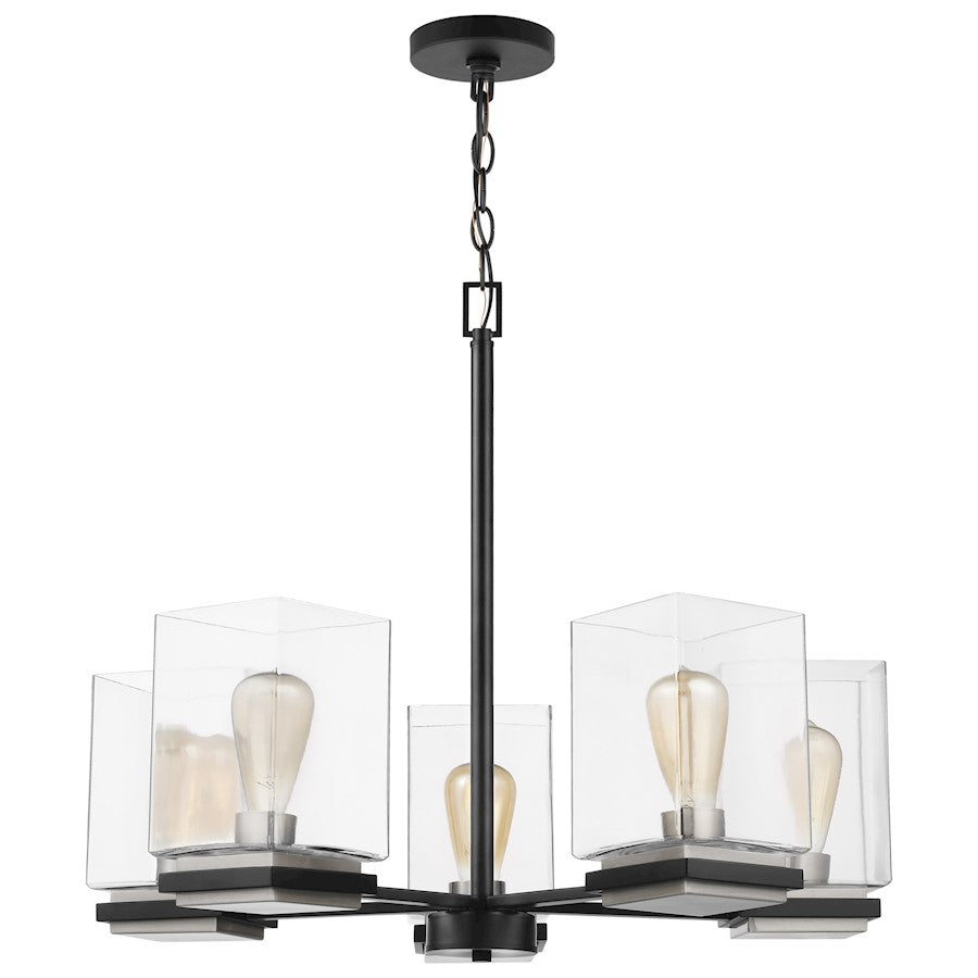 Nuvo Lighting Crossroads 5 Light Chandelier, Black/Clear - 60-7656