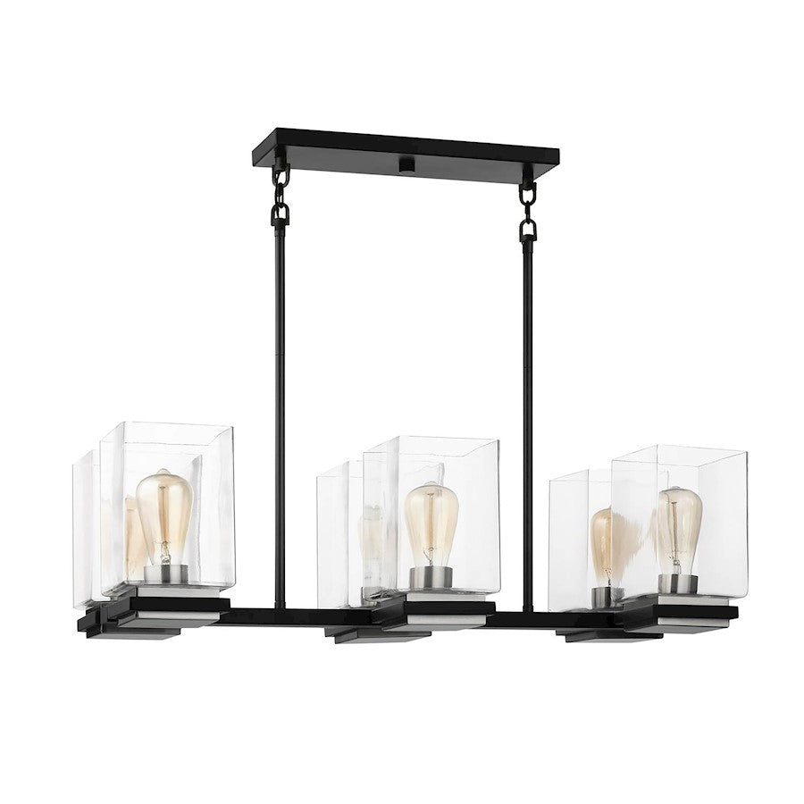 Nuvo Lighting Crossroads 6 Light Island Pendant, Black/Clear - 60-7657