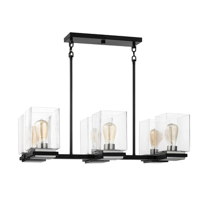 Nuvo Lighting Crossroads 6 Light Island Pendant, Black/Clear - 60-7657