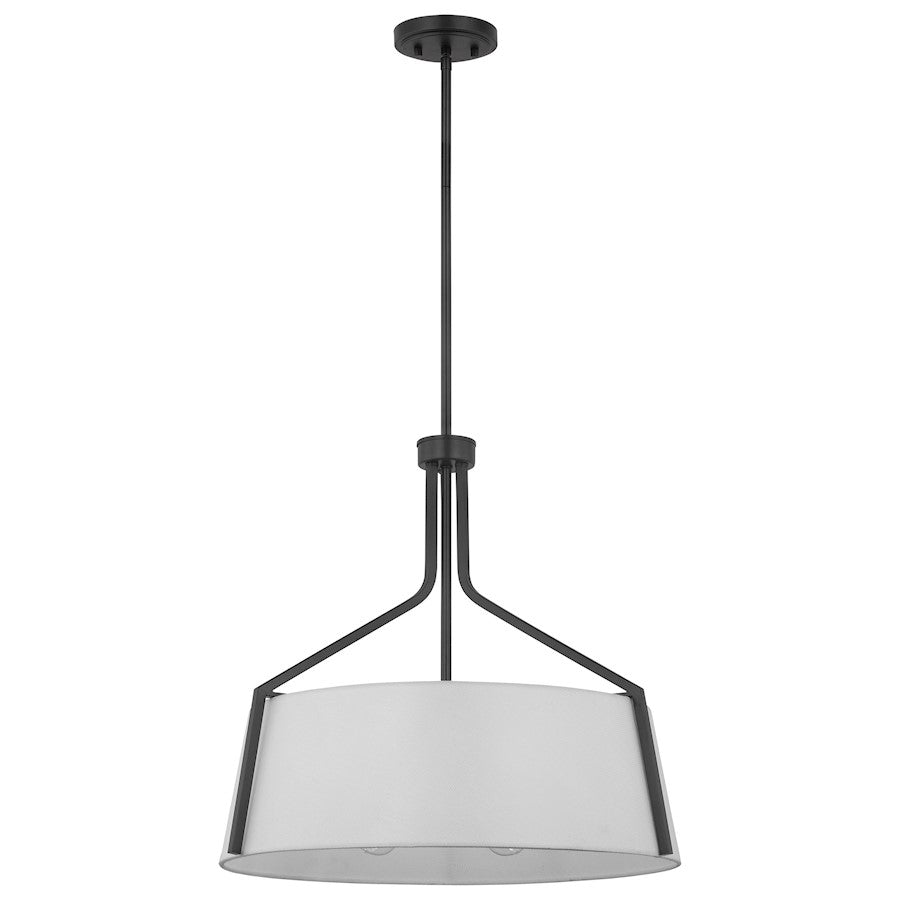 Nuvo Lighting Livingston 4 Light Pendant/60W, Black/White Linen Fabric - 60-7669