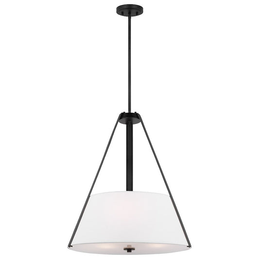 Nuvo Lighting Brewster 3 Light Pendant, Black/White Textile - 60-7696