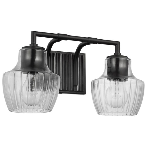 Nuvo Lighting Destin 2 Light Vanity/60W, Black /Silver/Clear Ribbed - 60-7702