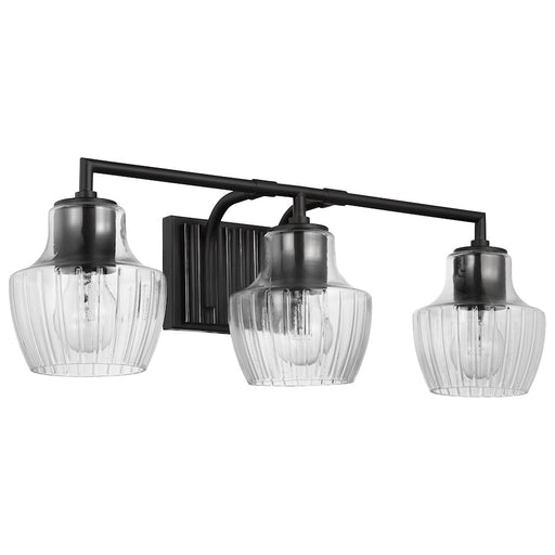Nuvo Lighting Destin 3 Light Vanity/60W, Black /Silver/Clear Ribbed - 60-7703