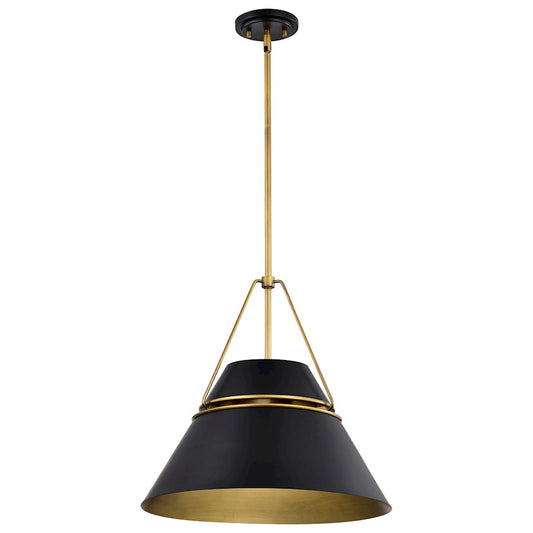 Nuvo Lighting Adina 3 Light Large Pendant, Matte Black/Natural Brass - 60-7768