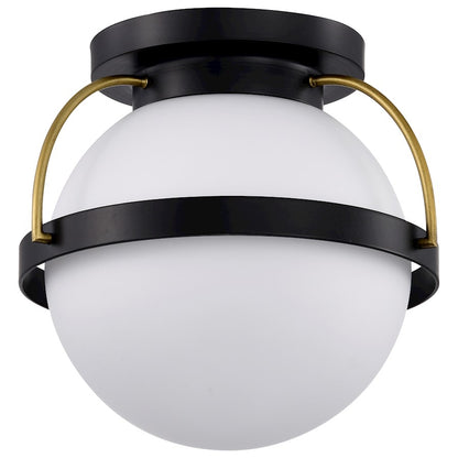 Nuvo Lighting Lakeshore 1 Light 10" Flush Mount, Black/Brass/Opal - 60-7770