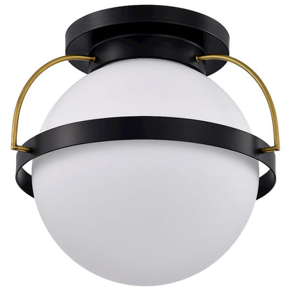 Nuvo Lighting Lakeshore 1 Light 18" Flush Mount, Black/Brass/Opal - 60-7772