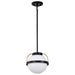 Nuvo Lighting Lakeshore 1 Light Small Pendant, Black/Brass/White Opal - 60-7773