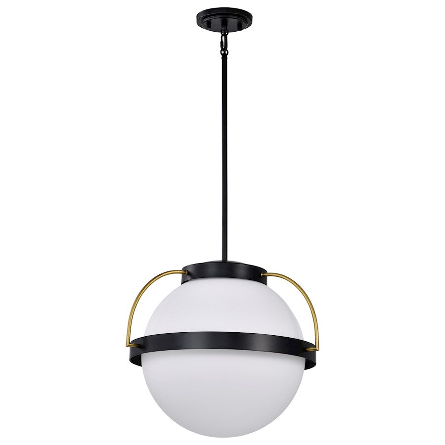 Nuvo Lighting Lakeshore 1 Light Medium Pendant, Black/Brass/White Opal - 60-7774