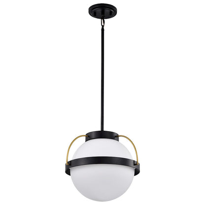 Nuvo Lighting Lakeshore 1 Light Large Pendant, Black/Brass/White Opal - 60-7775