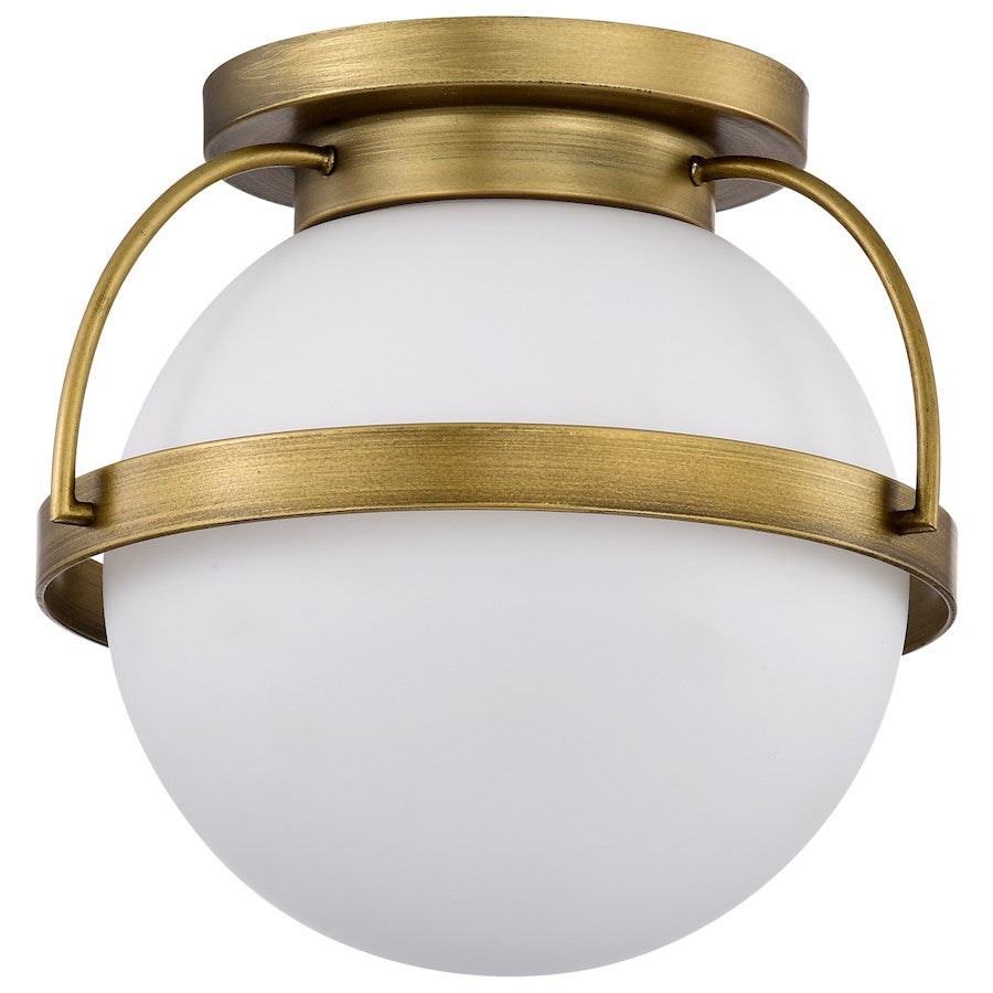 Nuvo Lighting Lakeshore 1 Light Medium Flush Mount, Brass/White Opal - 60-7781