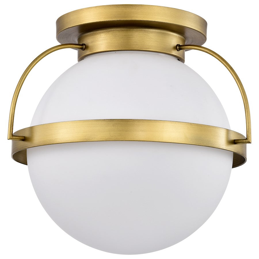 Nuvo Lighting Lakeshore 1 Light Large Flush Mount, Brass/White Opal - 60-7782