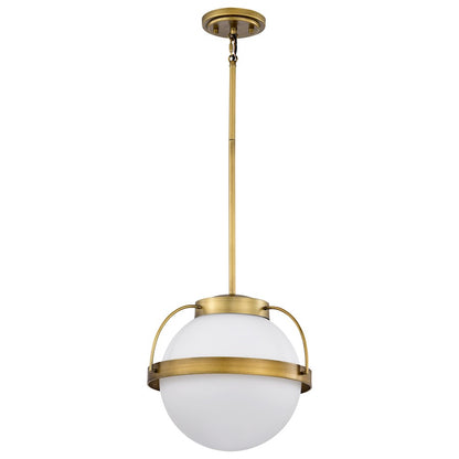 Nuvo Lighting Lakeshore 1 Light Medium Pendant, Brass/White Opal - 60-7784