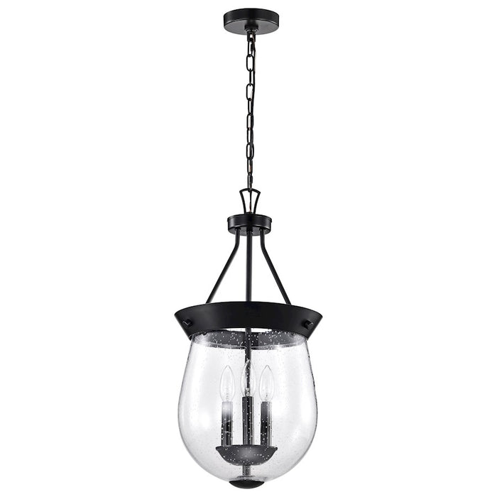 Nuvo Lighting Boliver 3 Light 11" Pendant, Matte Black/Clear Seeded - 60-7800