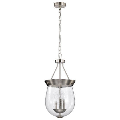 Nuvo Lighting Boliver 3 Light 11" Pendant, Brushed Nickel/Clear Seeded - 60-7802