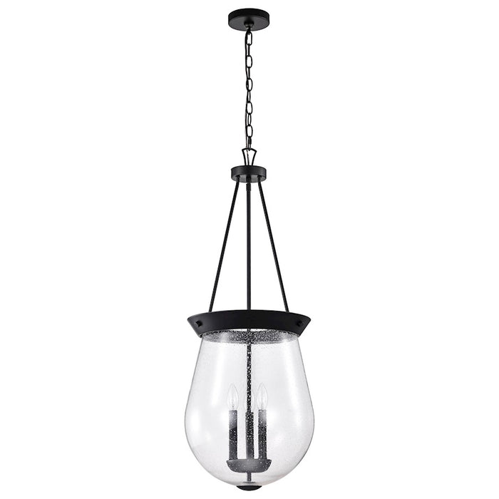 Nuvo Lighting Boliver 3 Light 14" Pendant, Matte Black/Clear Seeded - 60-7803