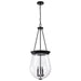 Nuvo Lighting Boliver 3 Light 14" Pendant, Matte Black/Clear Seeded - 60-7803