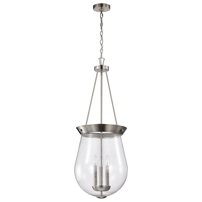 Nuvo Lighting Boliver 3 Light 14" Pendant, Brushed Nickel/Clear Seeded - 60-7805