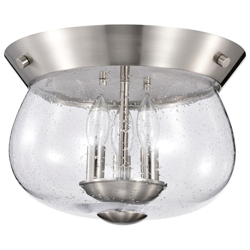Nuvo Lighting Boliver 3 Light Flush Mount, Brushed Nickel/Clear Seeded - 60-7808