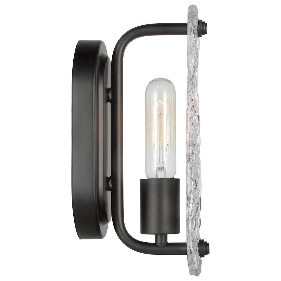 Glacier 1 Light Wall Sconce/Med. Base/60W, Matte Black/Ice