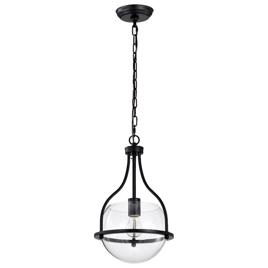 Nuvo Lighting Amado 1 Light 10" Pendant, Matte Black/Clear - 60-7817