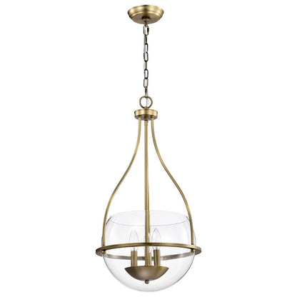 Nuvo Lighting Amado 3 Light 14" Pendant, Vintage Brass/Clear - 60-7818