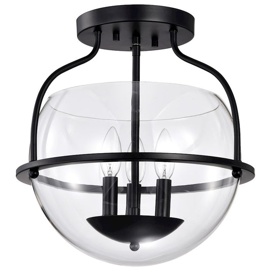 Nuvo Lighting Amado 3 Light Semi Flush Mount, Matte Black/Clear - 60-7823