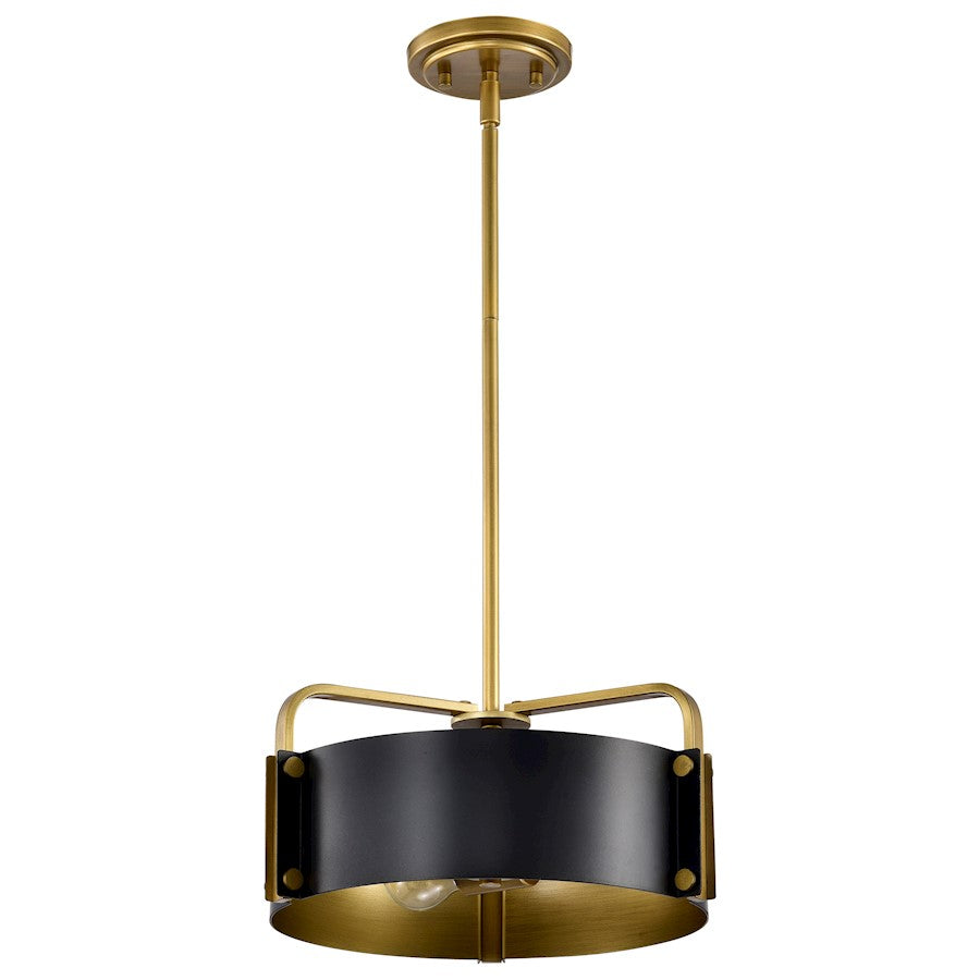 Nuvo Lighting Altos 3 Light Small Pendant, Matte Black/Natural Brass - 60-7842