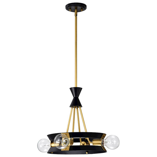 Nuvo Lighting Marsden 4 Light Chandelier, Matte Black/Natural Brass - 60-7864