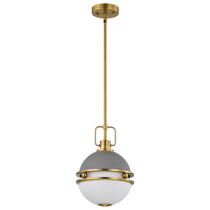 Nuvo Lighting Everton 1 Light 10" Pendant, Gray/Brass/Etched Opal - 60-7875