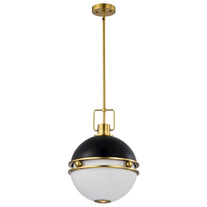 Nuvo Lighting Everton 2 Light 14" Pendant, Black/Brass/Etched Opal - 60-7878