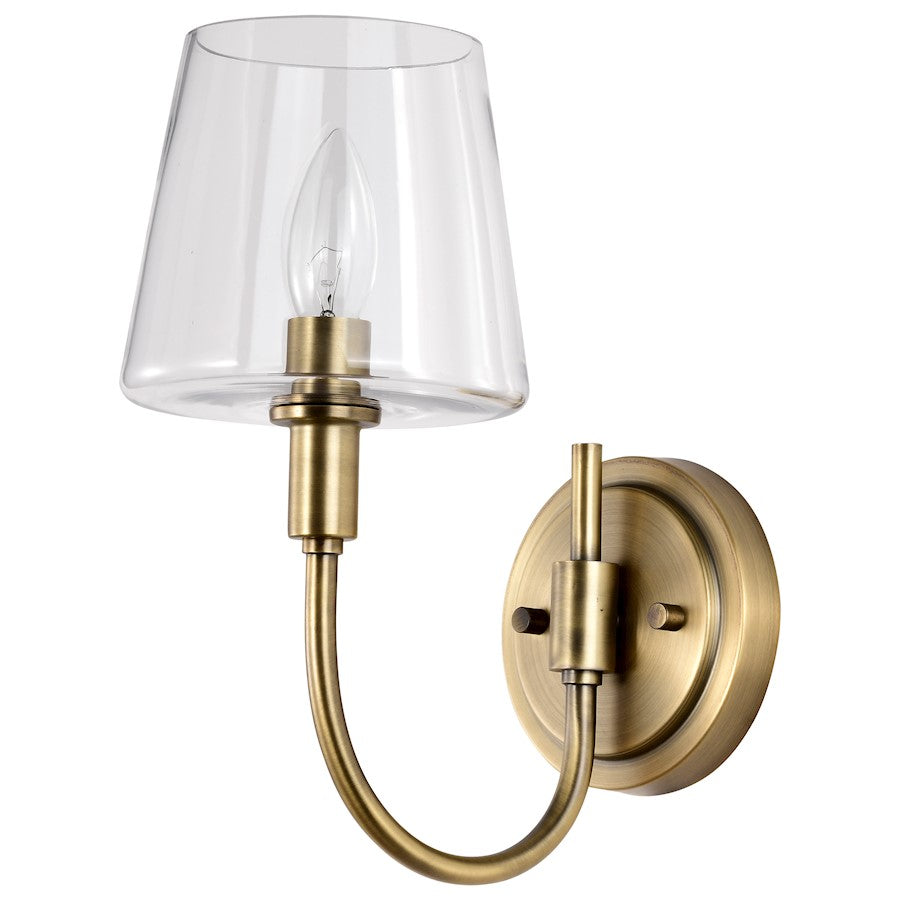 Nuvo Lighting Brookside 1 Light Sconce, Vintage Brass/Clear - 60-7881