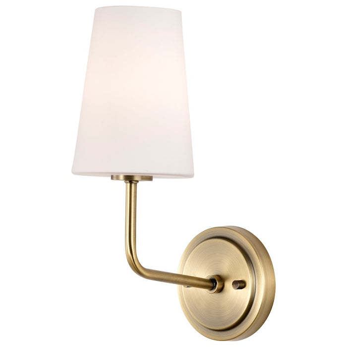 Nuvo Lighting Cordello Sconce, Vintage Brass/Etched White Opal