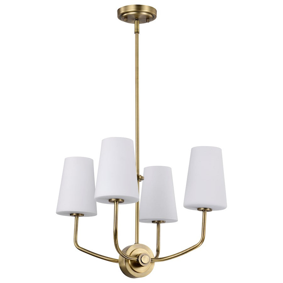 Nuvo Lighting Cordello 4 Light Chandelier, Brass/Etched White Opal - 60-7884