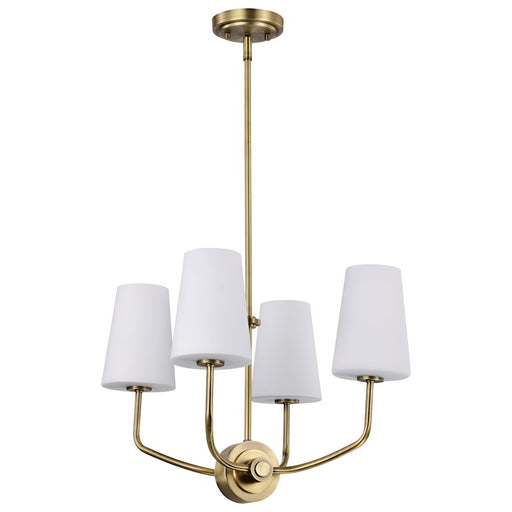 Nuvo Lighting Cordello 4 Light Chandelier, Brass/Etched White Opal - 60-7884