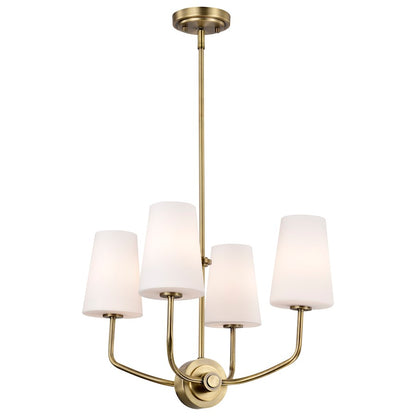 4 Light Chandelier, Brass